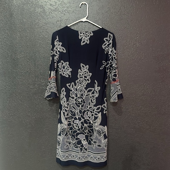 ENFOCUS STUDIO Floral Stretch Flared Knee length 3/4 Sleeve Dress Size 8 - Picture 3 of 7